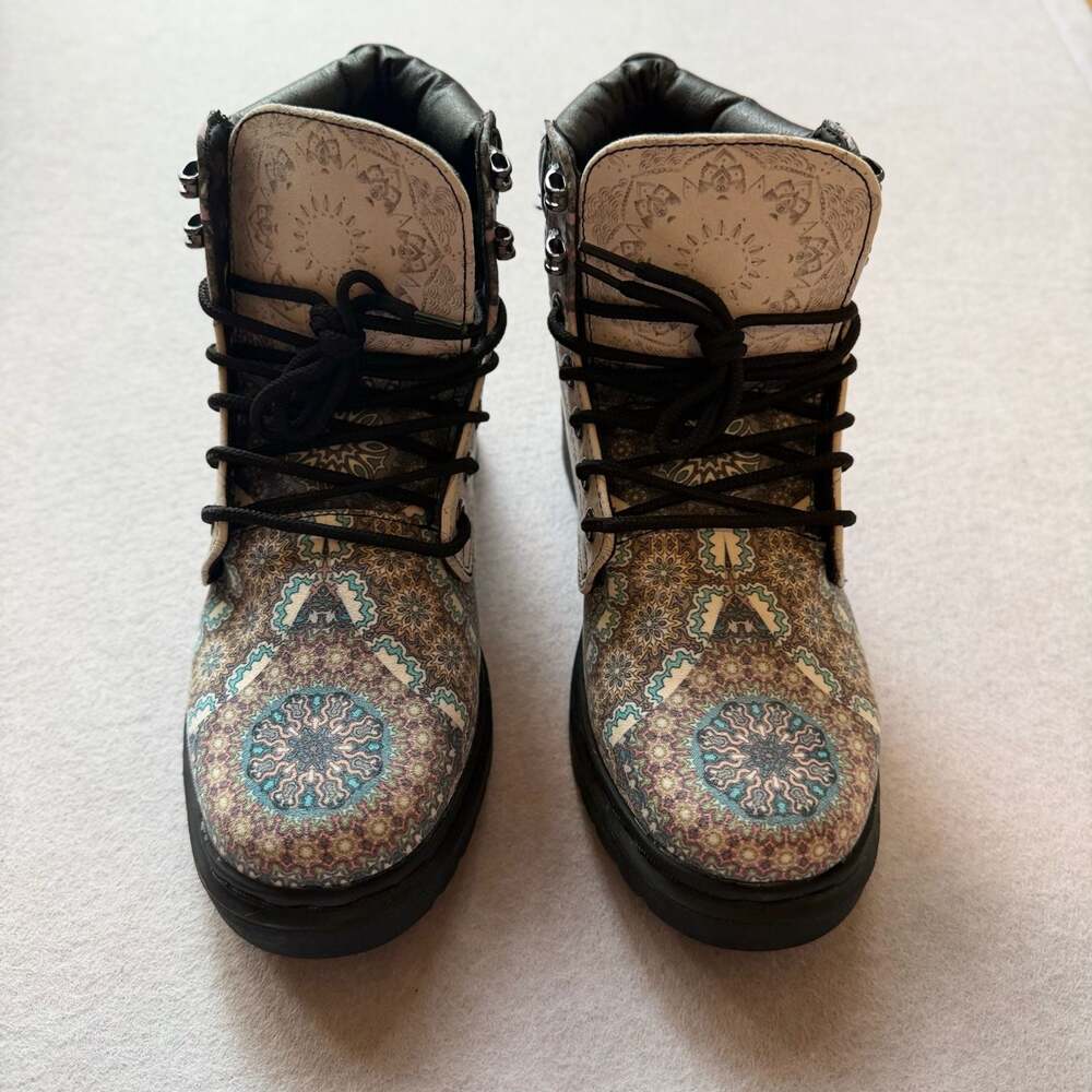 DOGO Women’s Owl Mandala Combat Boots EU 38 US 7W Boho Vegan Leather New